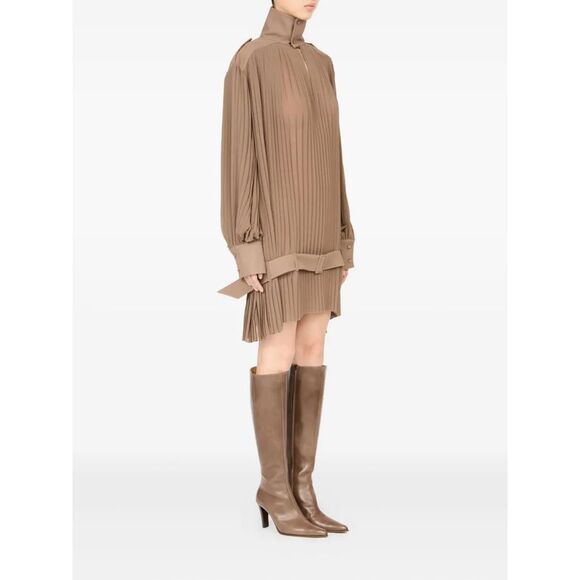 Mm6 Maison Margiela Women Pleated High-Neck Dress